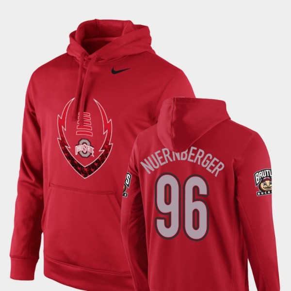 Ohio State Buckeyes Sean Nuernberger Men's #96 Circuit Icon Scarlet Performance College Football Hoodie 2404DPKB6